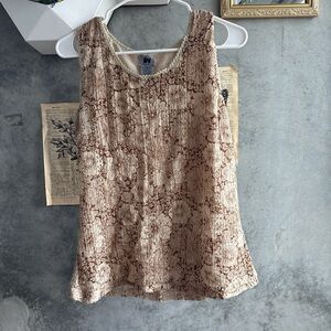Women's Beige Floral Sleeveless Top
